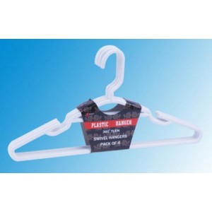 AT2264/W Plastic Clothers Hanger 360 Turn Swivel PK4